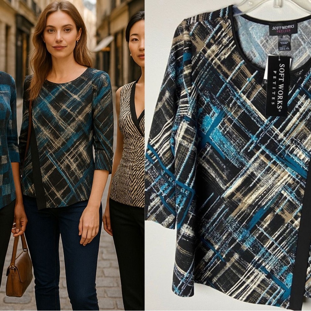 NWT 3/4 sleeve soft business casual tunic top. Loose fitting blouse long sleeve